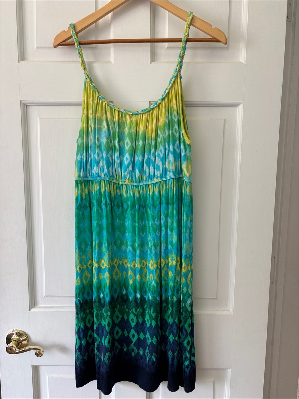 Hannah Teal Green Yellow Ombre Diamond Sundress